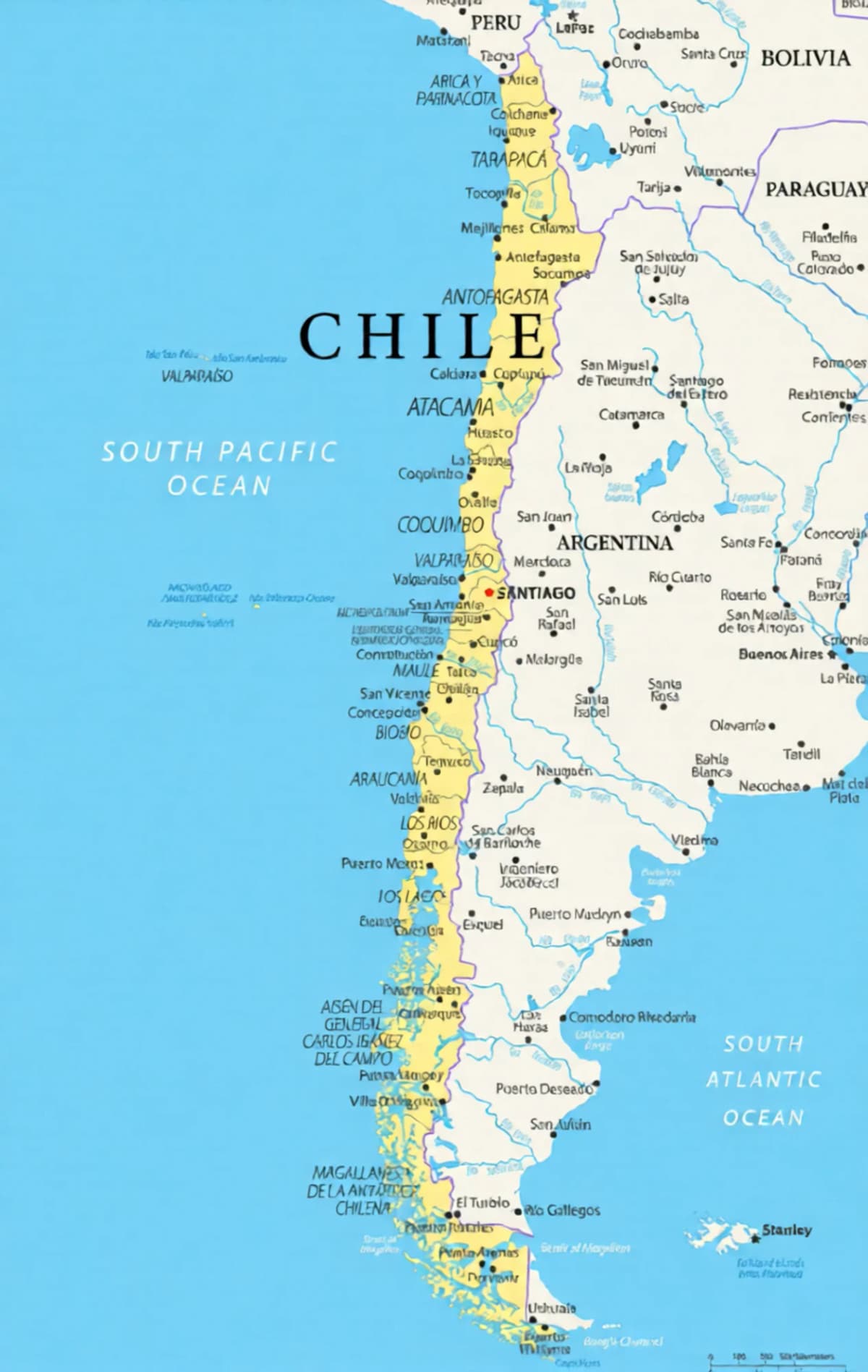 Chile data center map